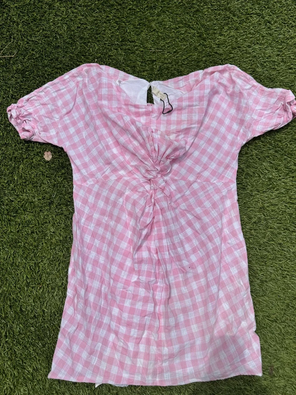 Zara Pink and White Gingham Button-Back Dress